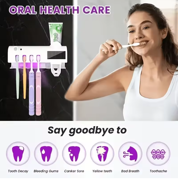 Soporte Cepillos Esterilizador Uv con dispensador