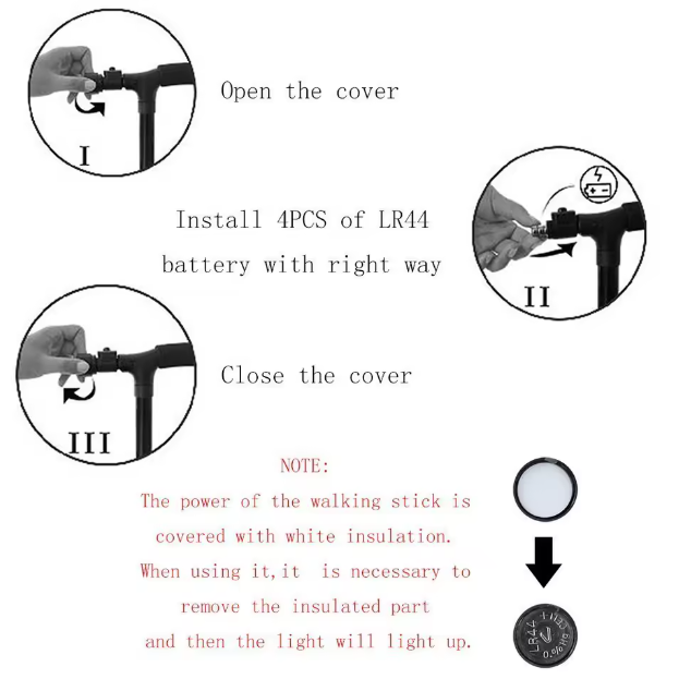 Bastón plegable con luz